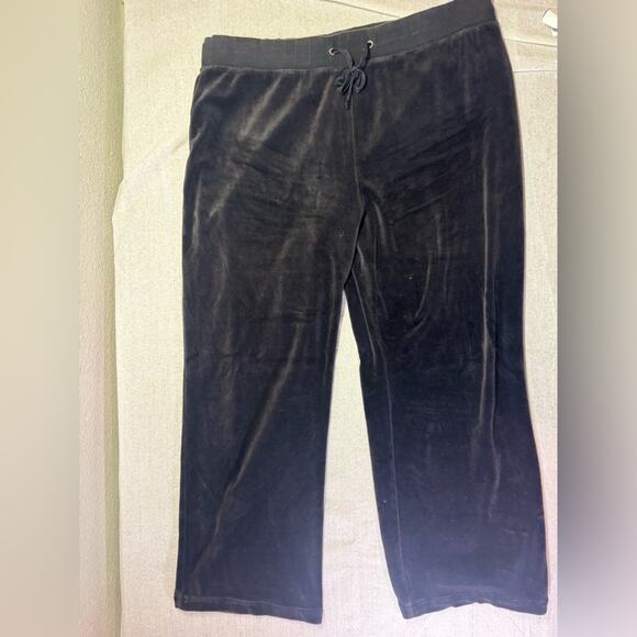 Vintage Champion Velour Black Label Lounge Pants Wide Leg Large Y2K - Picture 1 of 3